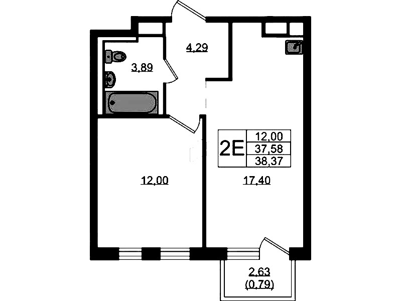 1-комнатная квартира 38.37 м², 11/12 эт., ЖК «Новые Лаврики»